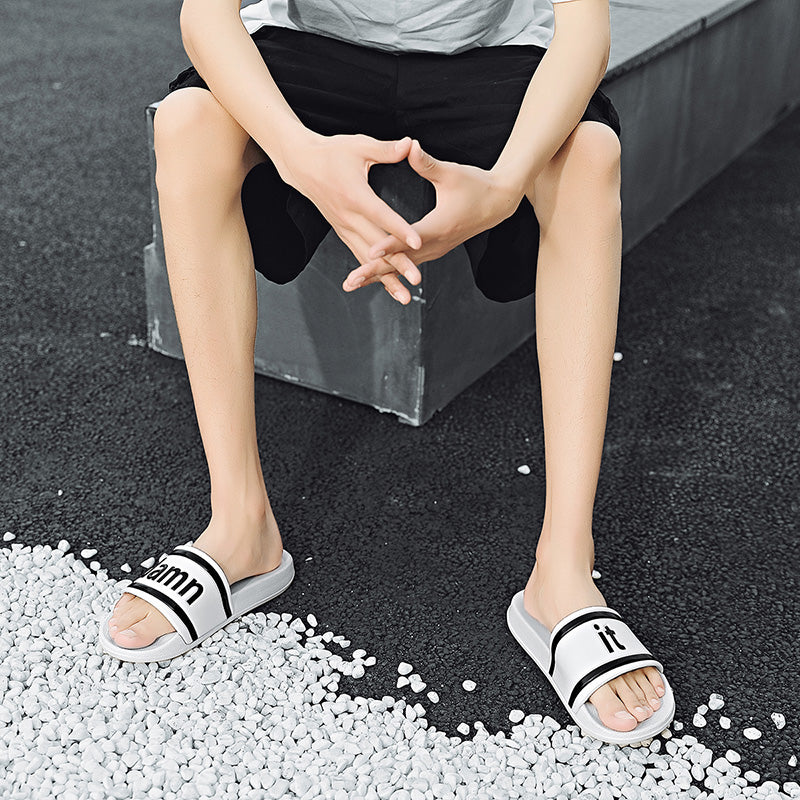 DAMN IT Slippers Casual Bathroom Bathing Sandals Indoor Outdoor Soft Sole Flip Flop Тапочки Повседневные сандалии для купания в помещении На открытом воздухе Вьетнамки с мягкой подошвой