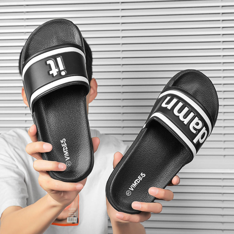 DAMN IT Slippers Casual Bathroom Bathing Sandals Indoor Outdoor Soft Sole Flip Flop Тапочки Повседневные сандалии для купания в помещении На открытом воздухе Вьетнамки с мягкой подошвой