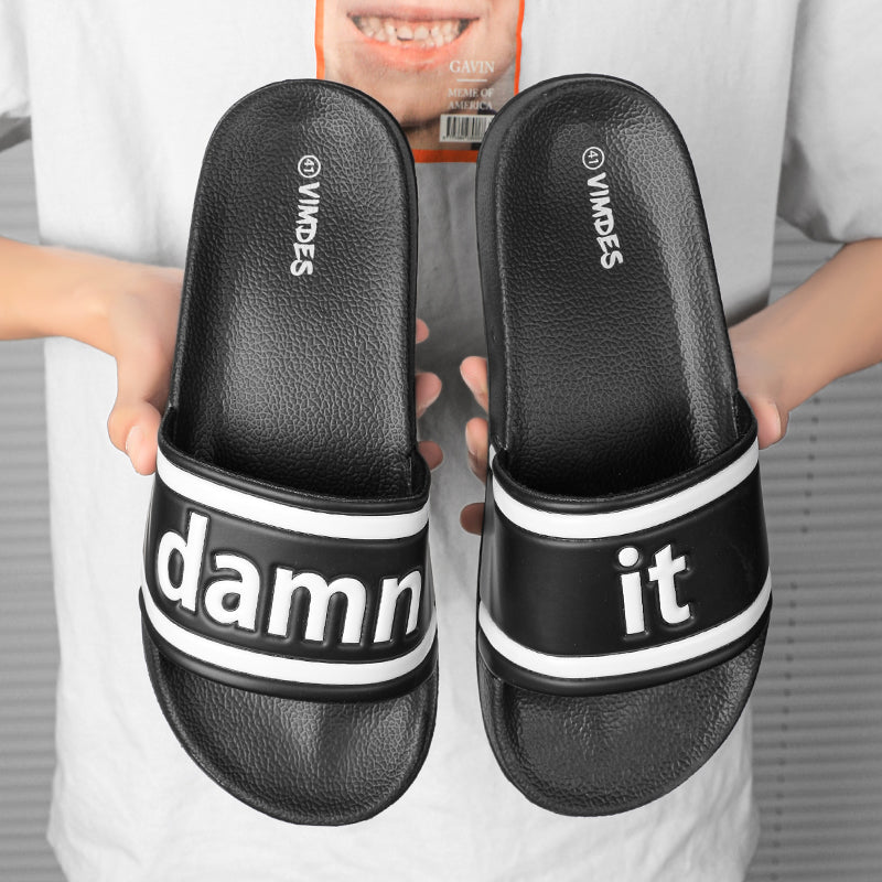 DAMN IT Slippers Casual Bathroom Bathing Sandals Indoor Outdoor Soft Sole Flip Flop Тапочки Повседневные сандалии для купания в помещении На открытом воздухе Вьетнамки с мягкой подошвой
