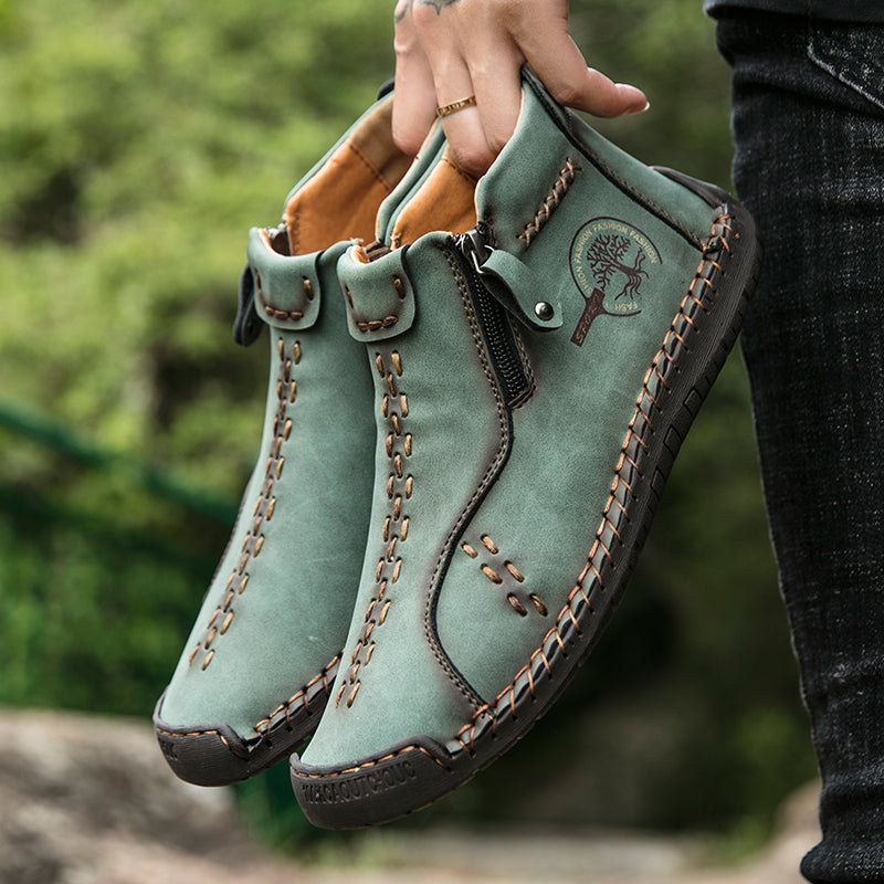 Hand Stitching wolverine Mens vintage Stylish Side Zipper comfort soft Microfiber Leather Casual Ankle Boots David 818