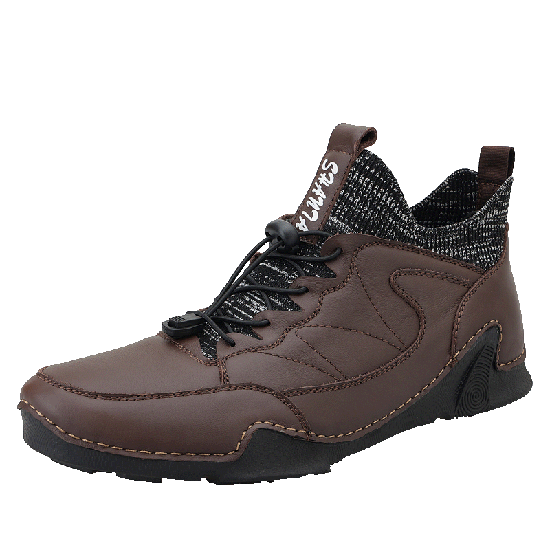 New Winter Men Boots Luxury Brand Leather High Top Shoes Fashion Handmade Casual Ankle Boots For Men Botas Hombre Big Size Waller 3011