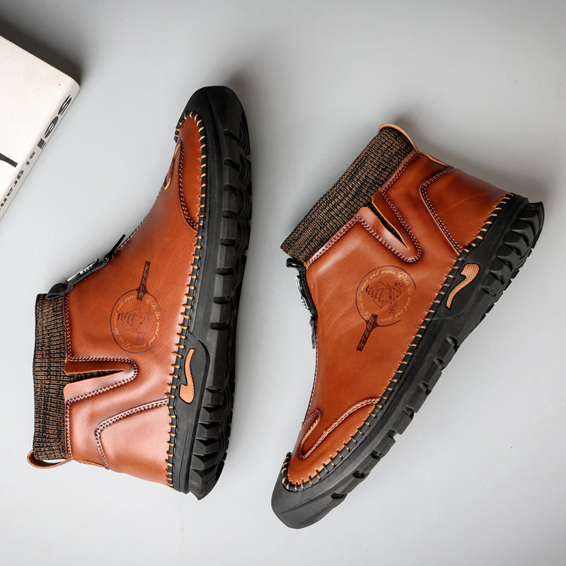 Warm Lined Hand Stitching wolverine Mens vintage Zipper comfort soft Microfiber Leather Casual Ankle Boots Rachel Y805