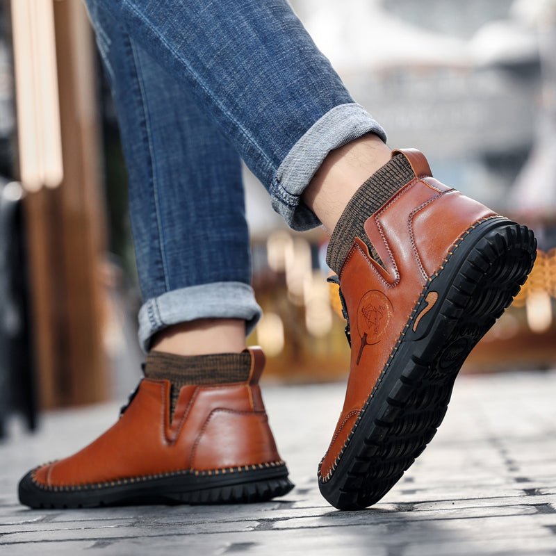 Warm Lined Hand Stitching wolverine Mens vintage Zipper comfort soft Microfiber Leather Casual Ankle Boots Rachel Y805