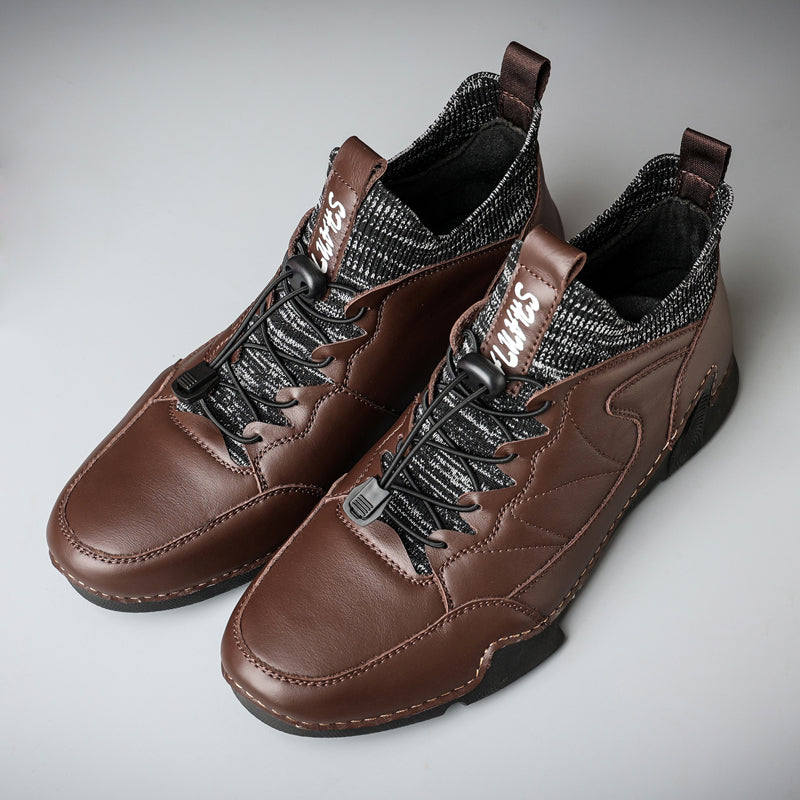 New Winter Men Boots Luxury Brand Leather High Top Shoes Fashion Handmade Casual Ankle Boots For Men Botas Hombre Big Size Waller 3011