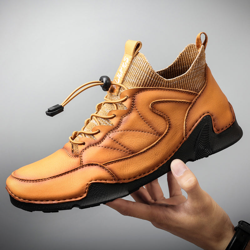 New Winter Men Boots Luxury Brand Leather High Top Shoes Fashion Handmade Casual Ankle Boots For Men Botas Hombre Big Size Waller 3011