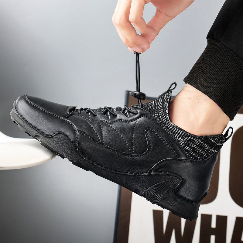 New Winter Men Boots Luxury Brand Leather High Top Shoes Fashion Handmade Casual Ankle Boots For Men Botas Hombre Big Size Waller 3011
