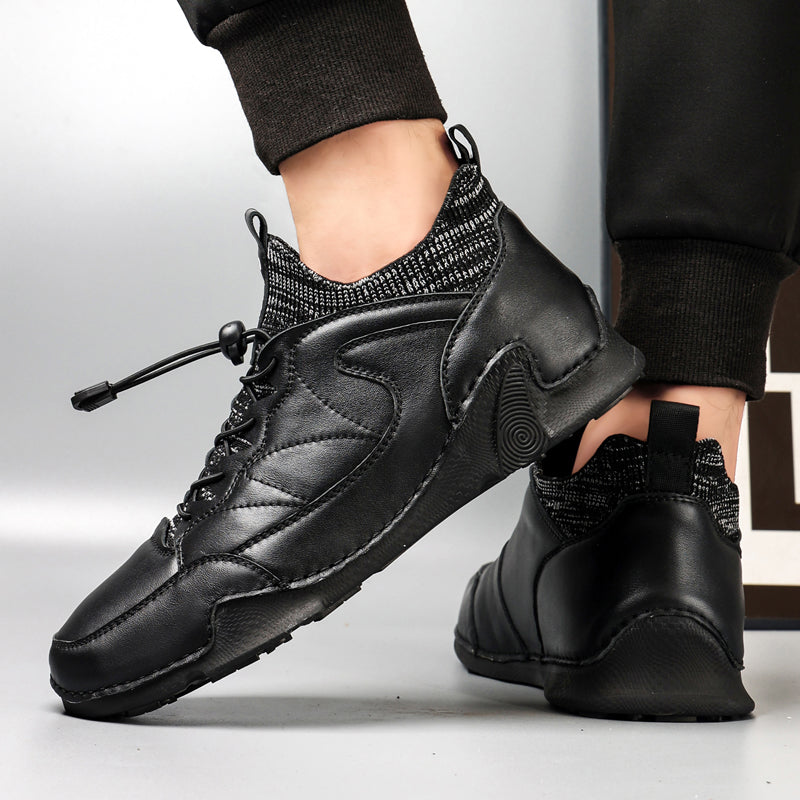 New Winter Men Boots Luxury Brand Leather High Top Shoes Fashion Handmade Casual Ankle Boots For Men Botas Hombre Big Size Waller 3011