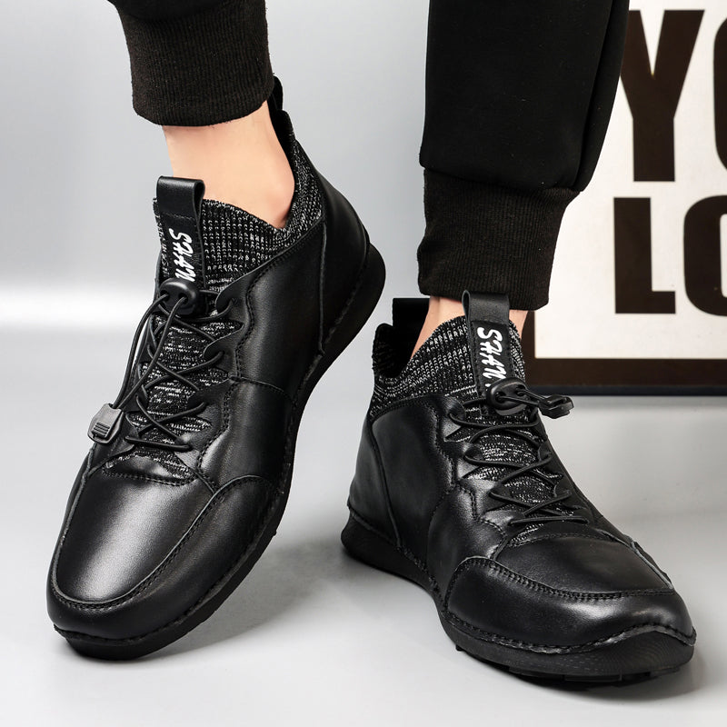New Winter Men Boots Luxury Brand Leather High Top Shoes Fashion Handmade Casual Ankle Boots For Men Botas Hombre Big Size Waller 3011