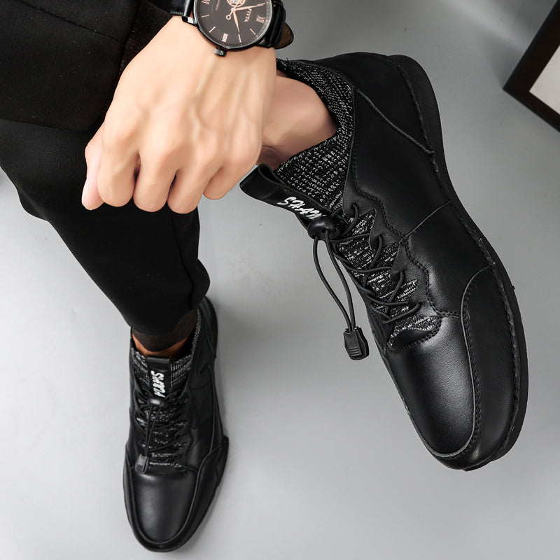 New Winter Men Boots Luxury Brand Leather High Top Shoes Fashion Handmade Casual Ankle Boots For Men Botas Hombre Big Size Waller 3011