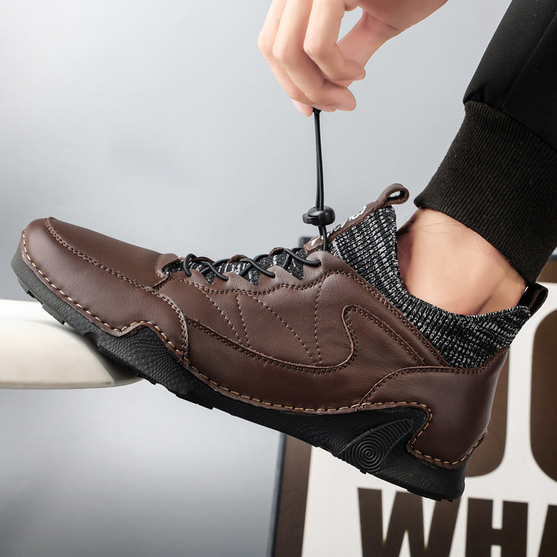 New Winter Men Boots Luxury Brand Leather High Top Shoes Fashion Handmade Casual Ankle Boots For Men Botas Hombre Big Size Waller 3011