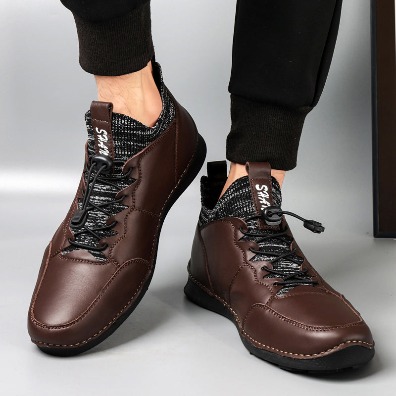 New Winter Men Boots Luxury Brand Leather High Top Shoes Fashion Handmade Casual Ankle Boots For Men Botas Hombre Big Size Waller 3011
