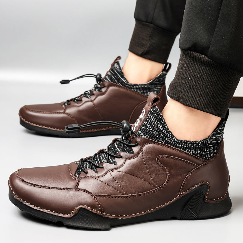 New Winter Men Boots Luxury Brand Leather High Top Shoes Fashion Handmade Casual Ankle Boots For Men Botas Hombre Big Size Waller 3011