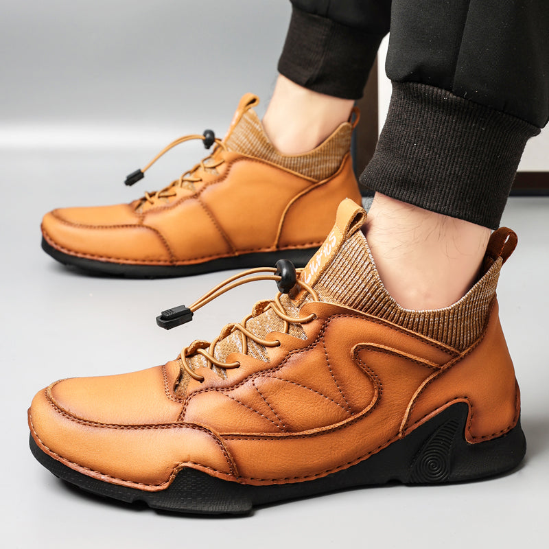New Winter Men Boots Luxury Brand Leather High Top Shoes Fashion Handmade Casual Ankle Boots For Men Botas Hombre Big Size Waller 3011