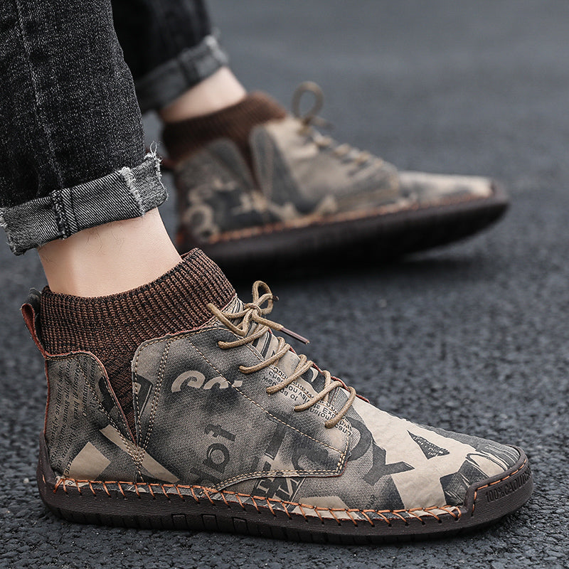 Hand Stitching wolverine mens vintage Warm Plush Lining Soft Sole Sock Ankle Warm BootsLaquita7009-3