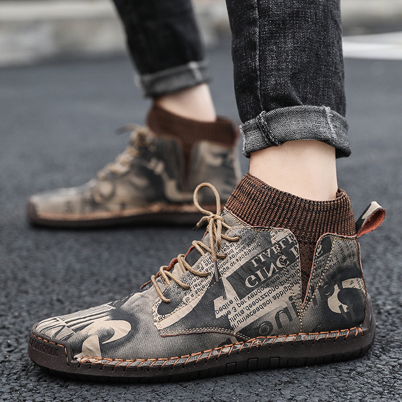 Hand Stitching wolverine mens vintage Warm Plush Lining Soft Sole Sock Ankle Warm BootsLaquita7009-3