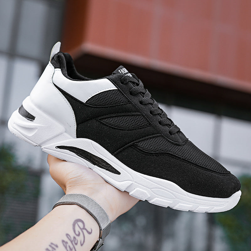 Shoes For Men Patchwork Black White Mesh Breathable Lightweight Lace Up Outdoor Sport Running Walking Male Trainers Tennis Rhonda J026