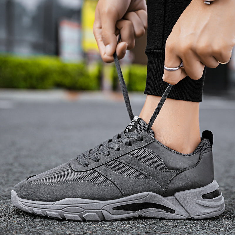 Shoes For Men Patchwork Black White Mesh Breathable Lightweight Lace Up Outdoor Sport Running Walking Male Trainers Tennis Rhonda J026