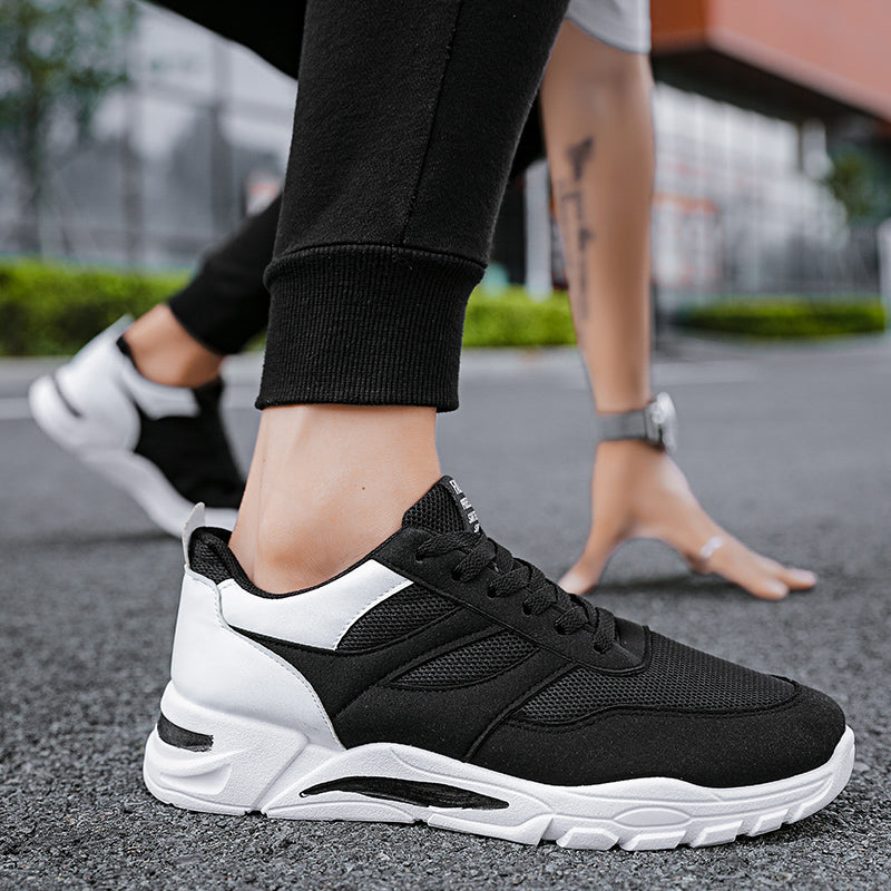Shoes For Men Patchwork Black White Mesh Breathable Lightweight Lace Up Outdoor Sport Running Walking Male Trainers Tennis Rhonda J026