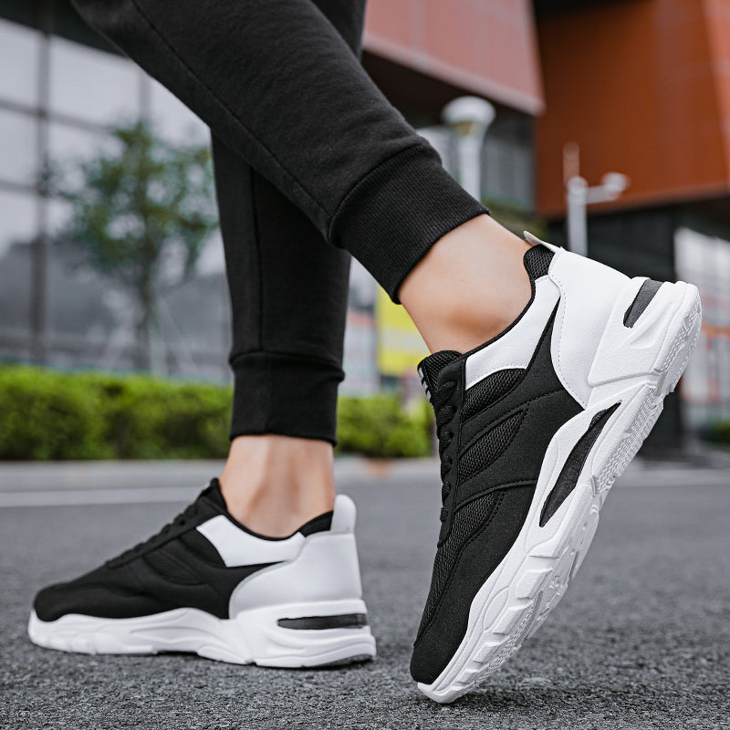 Shoes For Men Patchwork Black White Mesh Breathable Lightweight Lace Up Outdoor Sport Running Walking Male Trainers Tennis Rhonda J026