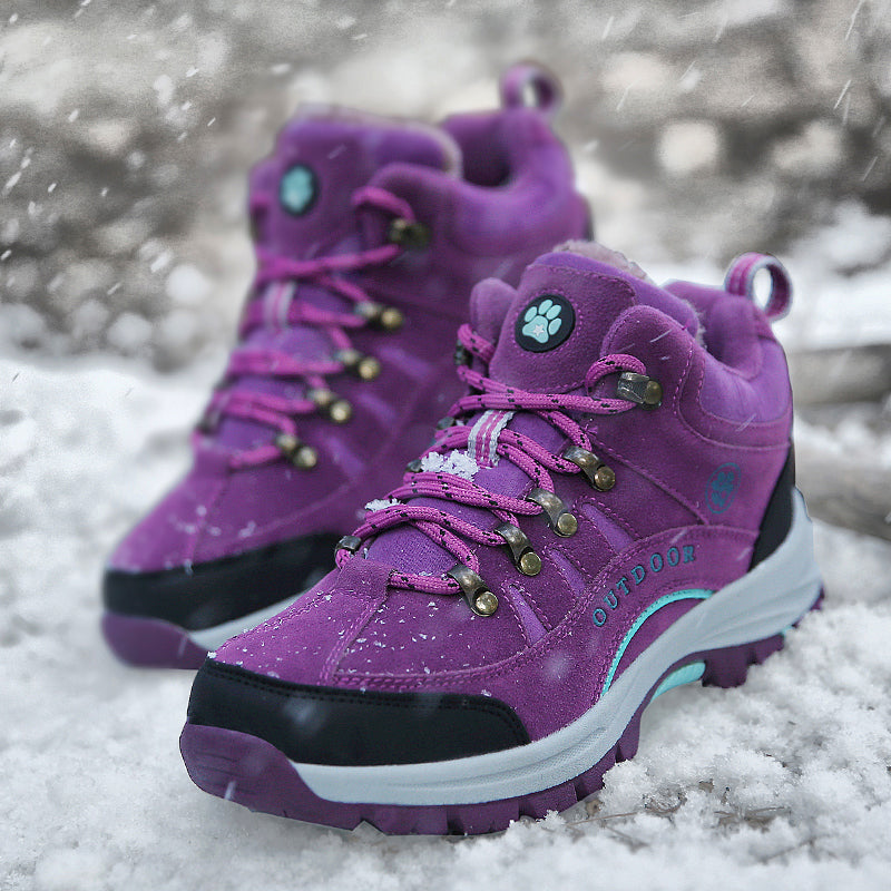 Women Snow Waterproof Warm Plush High Quality Outdoor Hiking Boots Camping Big Size thermal outdoor hiking high top sneakers K711