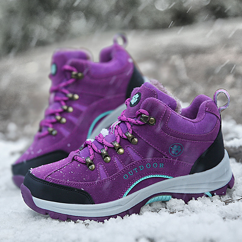 Women Snow Waterproof Warm Plush High Quality Outdoor Hiking Boots Camping Big Size thermal outdoor hiking high top sneakers K711