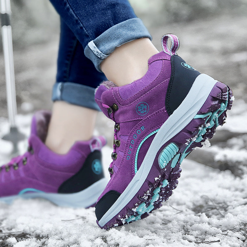 Women Snow Waterproof Warm Plush High Quality Outdoor Hiking Boots Camping Big Size thermal outdoor hiking high top sneakers K711