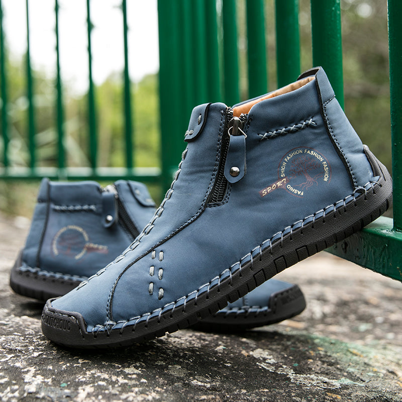 Hand Stitching wolverine Mens vintage Stylish Side Zipper comfort soft Microfiber Leather Casual Ankle Boots David 818