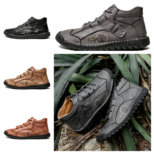 CINDE 817 Hand Stitching wolverine Mens vintage Stylish Lace comfort soft Microfiber Leather Casual Ankle Boots