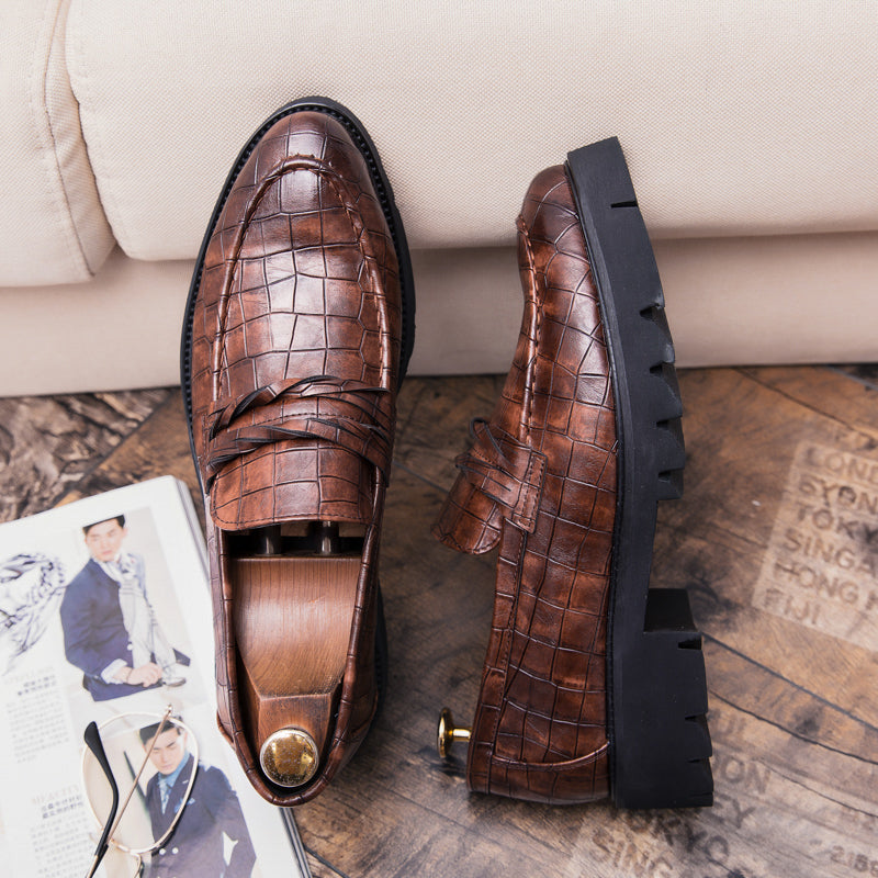 Brown Shoes Men Classic Coiffeur Business Shoes Men Formal Italian Brand Men Classic Shoes Fashion Slip On 8512