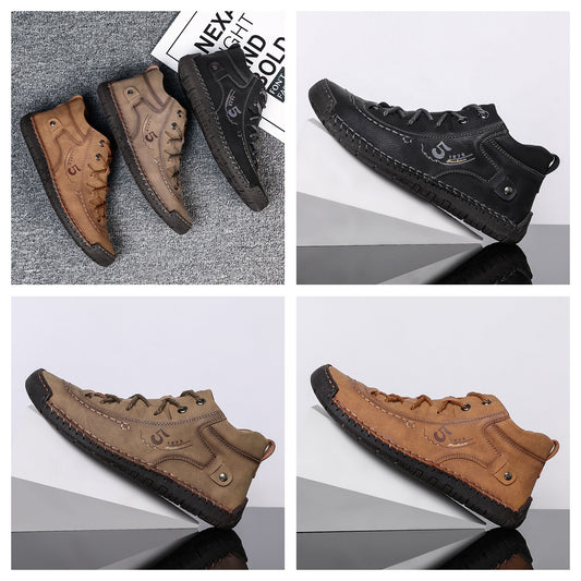 Mens vintage comfort soft Microfiber Leather Hand Stitching Warm Lining Casual Ankle work Boots monica 9926