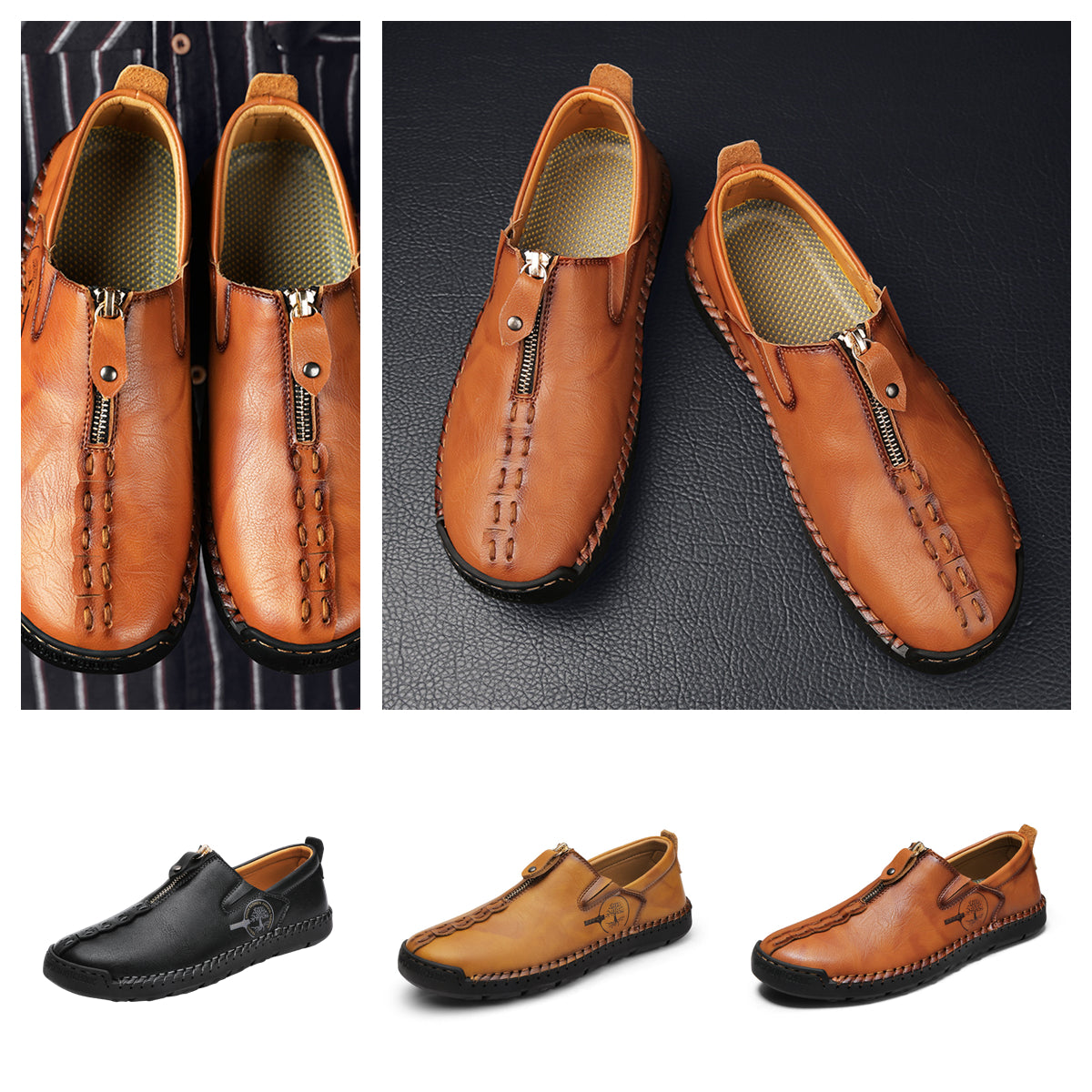 Mens Shoes Casual Luxury Brand Summer Men Loafers Genuine Leather Flats Men Moccasins Light Breathable Slip on Boat Shoes Sago 9928