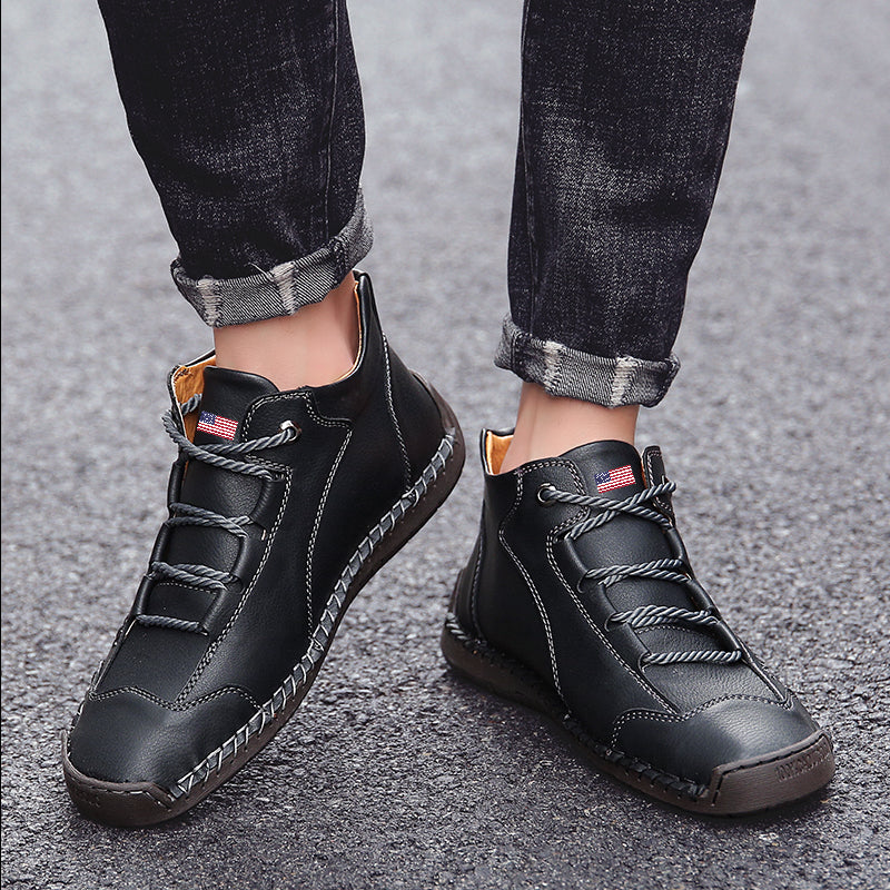 Patriotism Unit States flag boots Hand Stitching wolverine Mens vintage Lace comfort soft Microfiber Leather Casual Ankle Boots TARA 9932