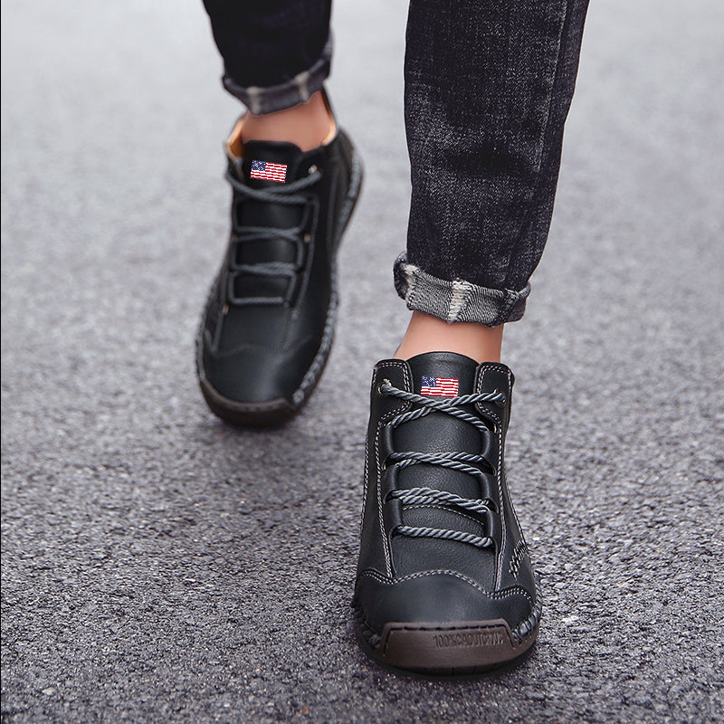 Patriotism Unit States flag boots Hand Stitching wolverine Mens vintage Lace comfort soft Microfiber Leather Casual Ankle Boots TARA 9932