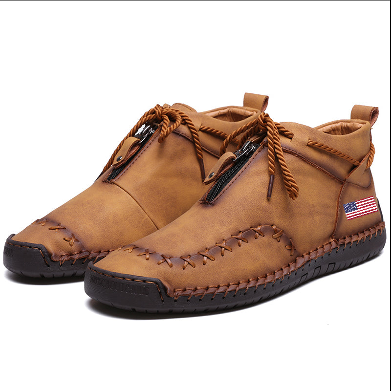 Rachel 9909 Patriotism Unit States flag boots Hand Stitching wolverine Mens vintage Zipper comfort soft Casual Ankle Boots