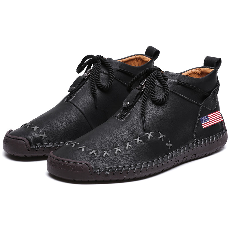 Rachel 9909 Patriotism Unit States flag boots Hand Stitching wolverine Mens vintage Zipper comfort soft Casual Ankle Boots