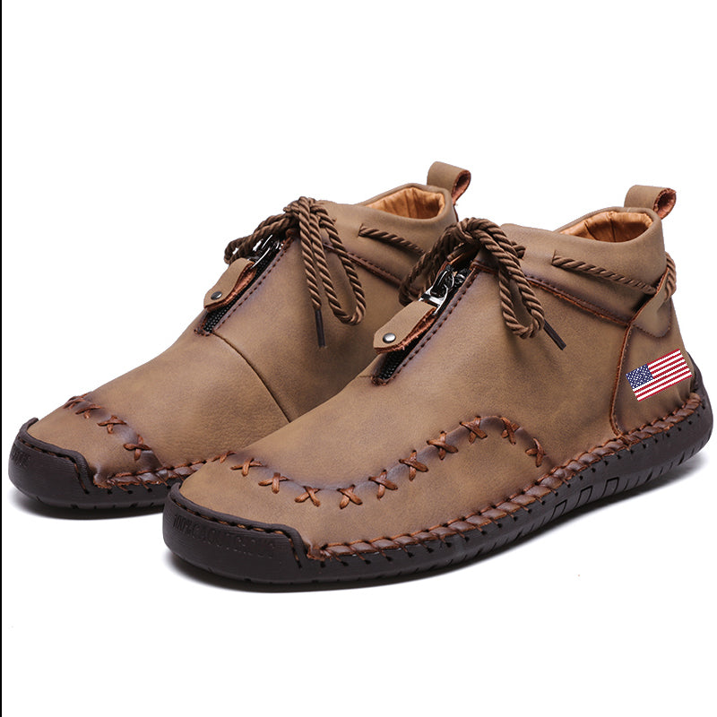 Rachel 9909 Patriotism Unit States flag boots Hand Stitching wolverine Mens vintage Zipper comfort soft Casual Ankle Boots