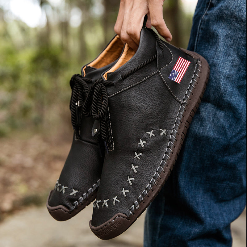 Rachel 9909 Patriotism Unit States flag boots Hand Stitching wolverine Mens vintage Zipper comfort soft Casual Ankle Boots