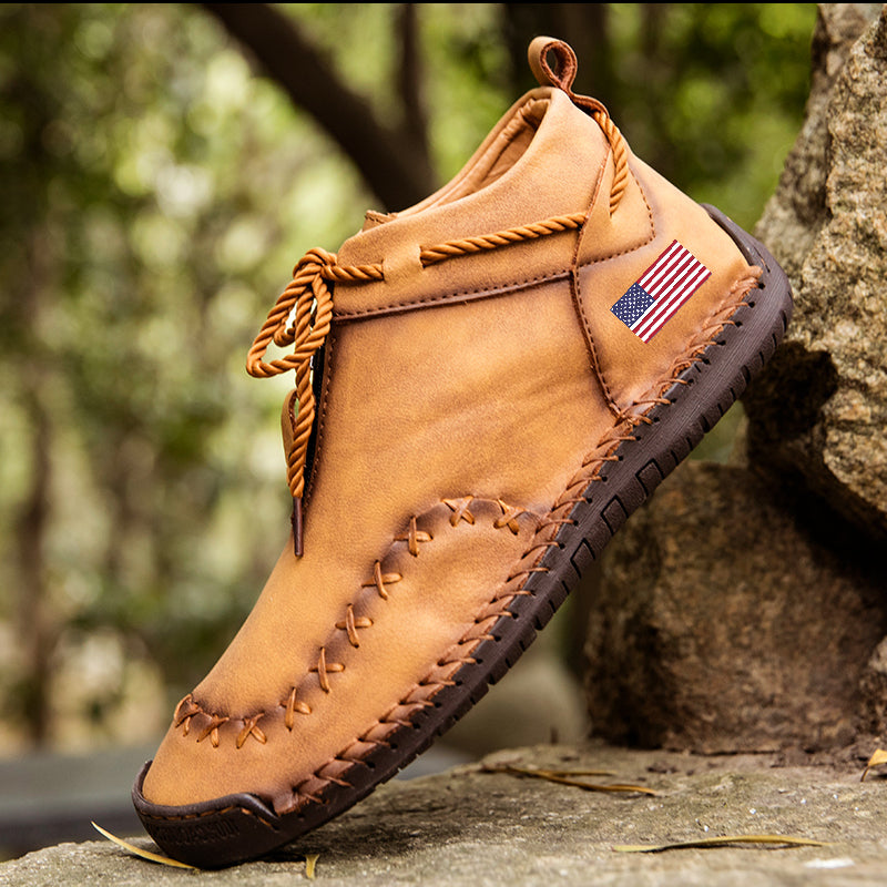 Rachel 9909 Patriotism Unit States flag boots Hand Stitching wolverine Mens vintage Zipper comfort soft Casual Ankle Boots
