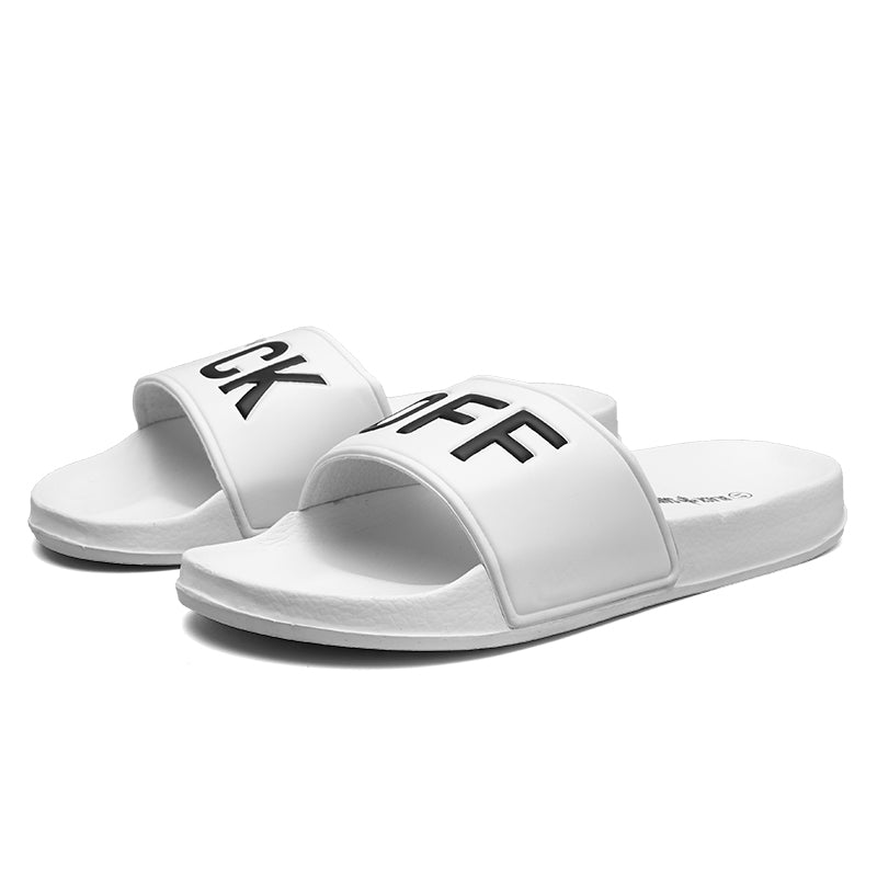 F*CK OFF Slippers Casual Bathroom Bathing Sandals Indoor Outdoor Soft Sole Flip Flop Тапочки Повседневные сандалии для купания в помещении На открытом воздухе Вьетнамки с мягкой подошвой