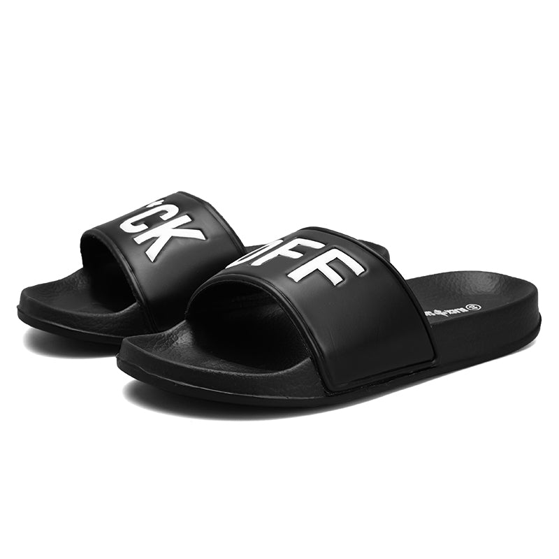 F*CK OFF Slippers Casual Bathroom Bathing Sandals Indoor Outdoor Soft Sole Flip Flop Тапочки Повседневные сандалии для купания в помещении На открытом воздухе Вьетнамки с мягкой подошвой