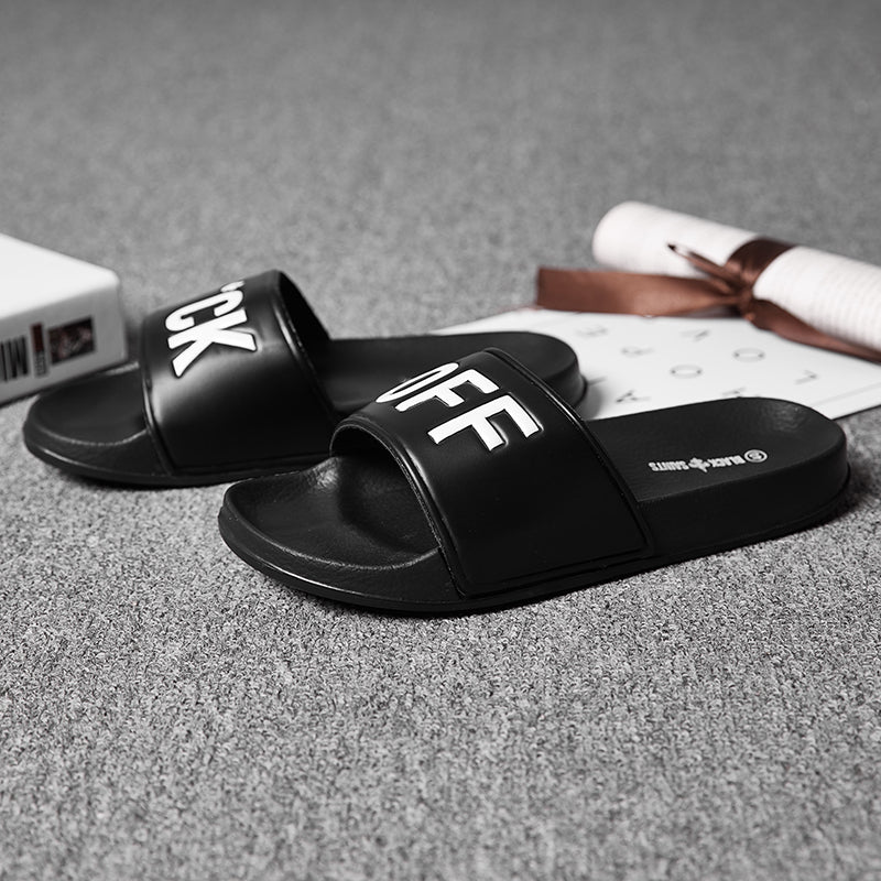 F*CK OFF Slippers Casual Bathroom Bathing Sandals Indoor Outdoor Soft Sole Flip Flop Тапочки Повседневные сандалии для купания в помещении На открытом воздухе Вьетнамки с мягкой подошвой
