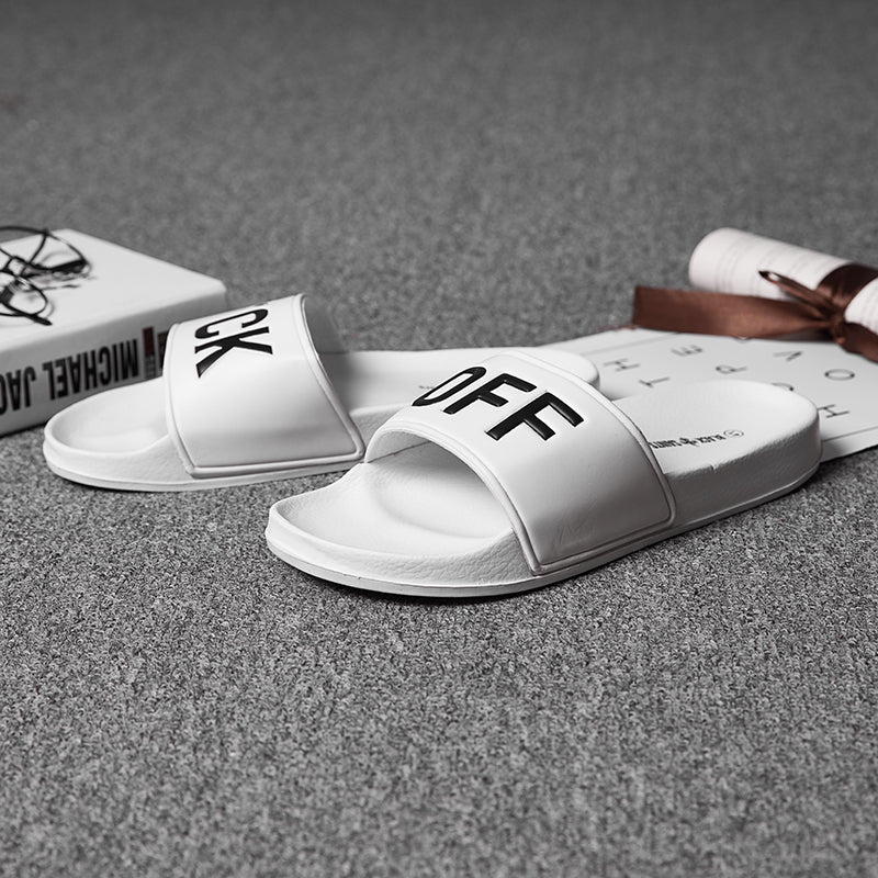 F*CK OFF Slippers Casual Bathroom Bathing Sandals Indoor Outdoor Soft Sole Flip Flop Тапочки Повседневные сандалии для купания в помещении На открытом воздухе Вьетнамки с мягкой подошвой