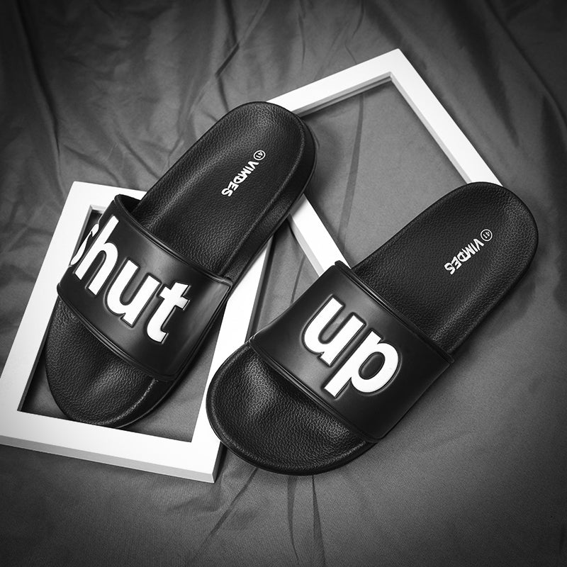 SHUT UP Slippers Casual Bathroom Bathing Sandals Indoor Outdoor Soft Sole Flip Flop Тапочки Повседневные сандалии для купания в помещении На открытом воздухе Вьетнамки с мягкой подошвой
