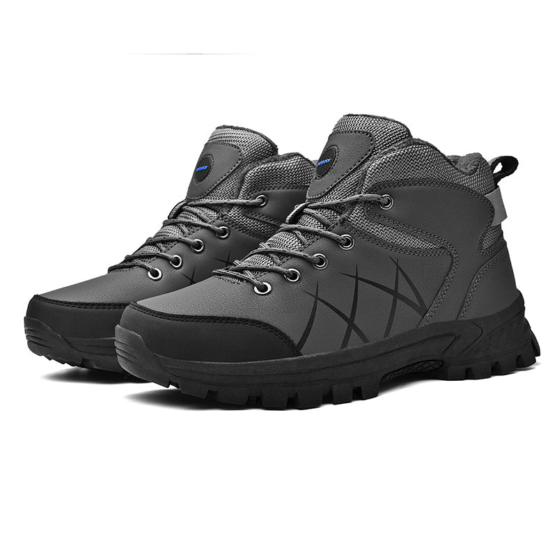 Mens Outdoor Plush Lined Non Slip Lace Up Hiking Climbing Boots comfort soft Waterproof Hiking Warm Boots Jason726