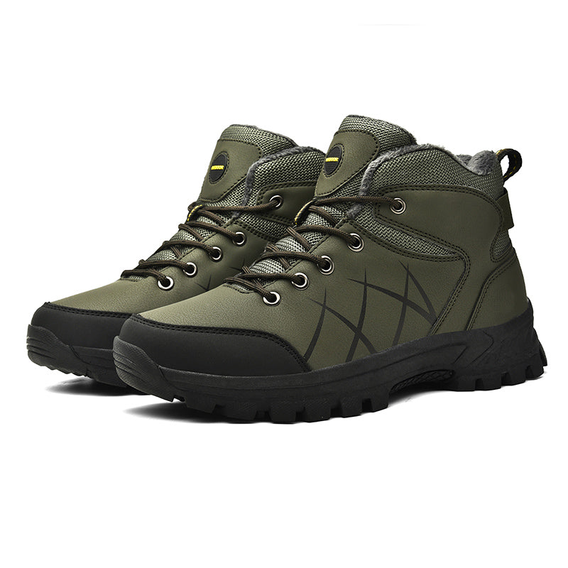 Mens Outdoor Plush Lined Non Slip Lace Up Hiking Climbing Boots comfort soft Waterproof Hiking Warm Boots Jason726