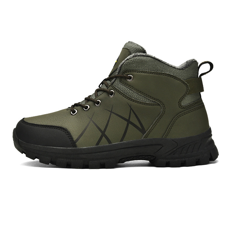 Mens Outdoor Plush Lined Non Slip Lace Up Hiking Climbing Boots comfort soft Waterproof Hiking Warm Boots Jason726