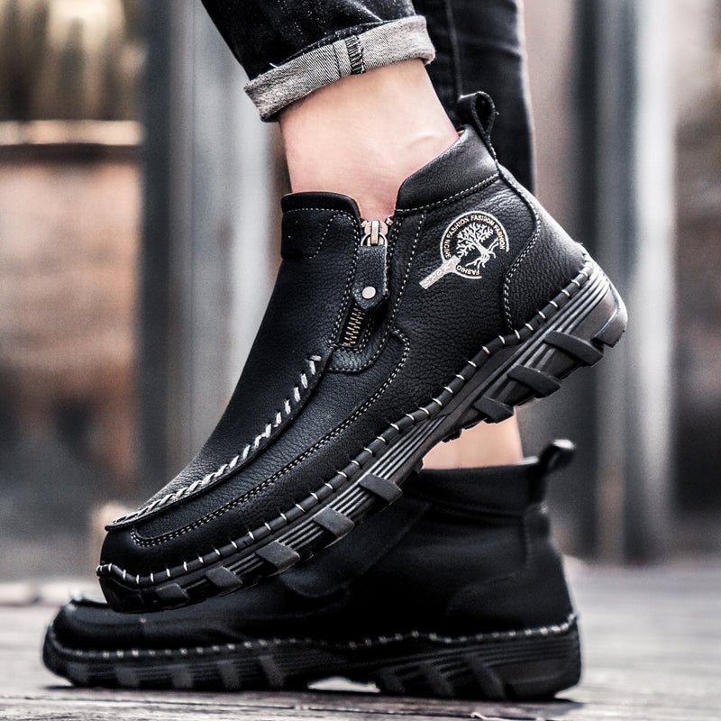 Hand Stitching wolverine Mens vintage Stylish Side Zipper comfort soft Microfiber Leather Casual Ankle Boots David 3005