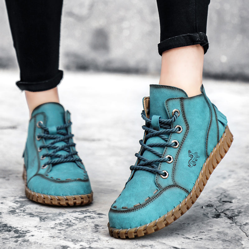 Hand Stitching New Female Ankle Boots Women Shoes Booties British Lace Retro Trend Women Naked Boots Rhonda 8802
