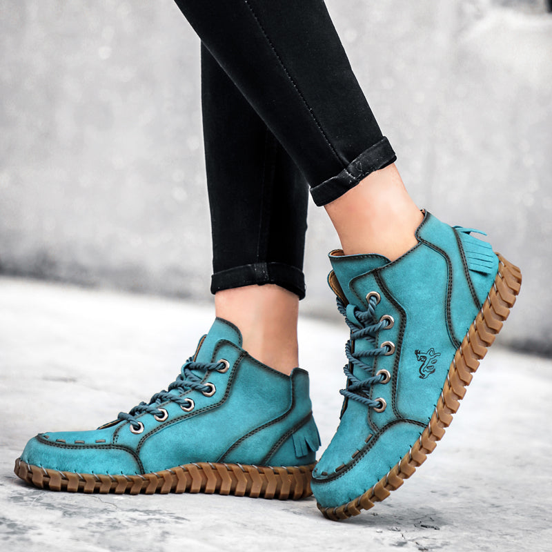 Hand Stitching New Female Ankle Boots Women Shoes Booties British Lace Retro Trend Women Naked Boots Rhonda 8802