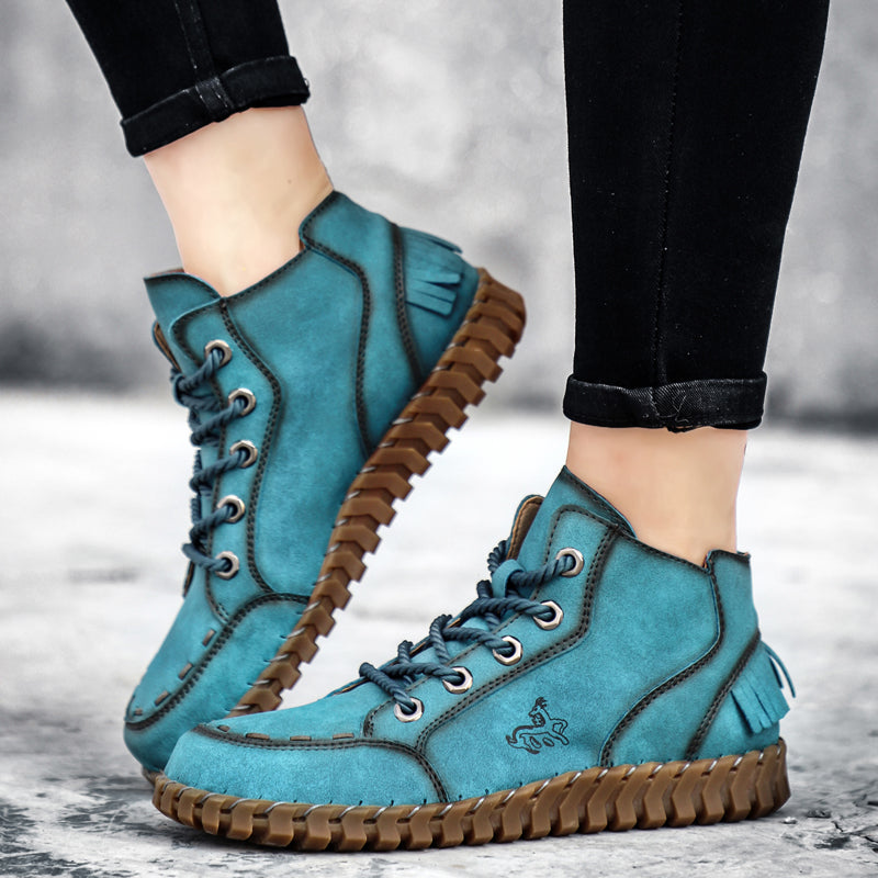 Hand Stitching New Female Ankle Boots Women Shoes Booties British Lace Retro Trend Women Naked Boots Rhonda 8802